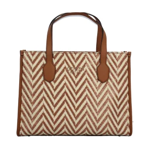 Fashion Borsa a Mano con Motivo Chevron e Logo Donna Borse Shopping