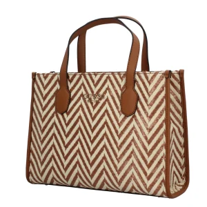 Fashion Borsa a Mano con Motivo Chevron e Logo Donna Borse Shopping
