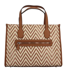 Fashion Borsa a Mano con Motivo Chevron e Logo Donna Borse Shopping