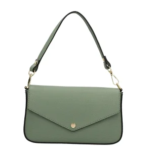 Fashion Borsa a spalla con chiusura con bottoncino in vera pelle Donna Borse A Spalla