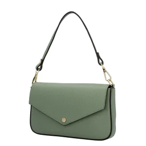 Fashion Borsa a spalla con chiusura con bottoncino in vera pelle Donna Borse A Spalla