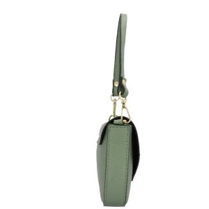 Fashion Borsa a spalla con chiusura con bottoncino in vera pelle Donna Borse A Spalla