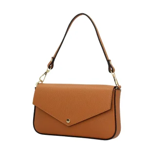 Fashion Borsa a spalla con chiusura con bottoncino in vera pelle Donna Borse A Spalla