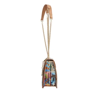 Discount Borsa a spalla YNot con stampa artistica e catena dorata Donna Borse A Spalla