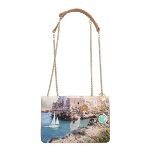 Discount Borsa a spalla YNot con stampa artistica e catena dorata Donna Borse A Spalla