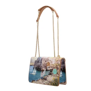 Discount Borsa a spalla YNot con stampa artistica e catena dorata Donna Borse A Spalla