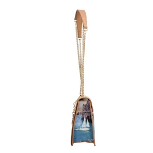 Discount Borsa a spalla YNot con stampa artistica e catena dorata Donna Borse A Spalla