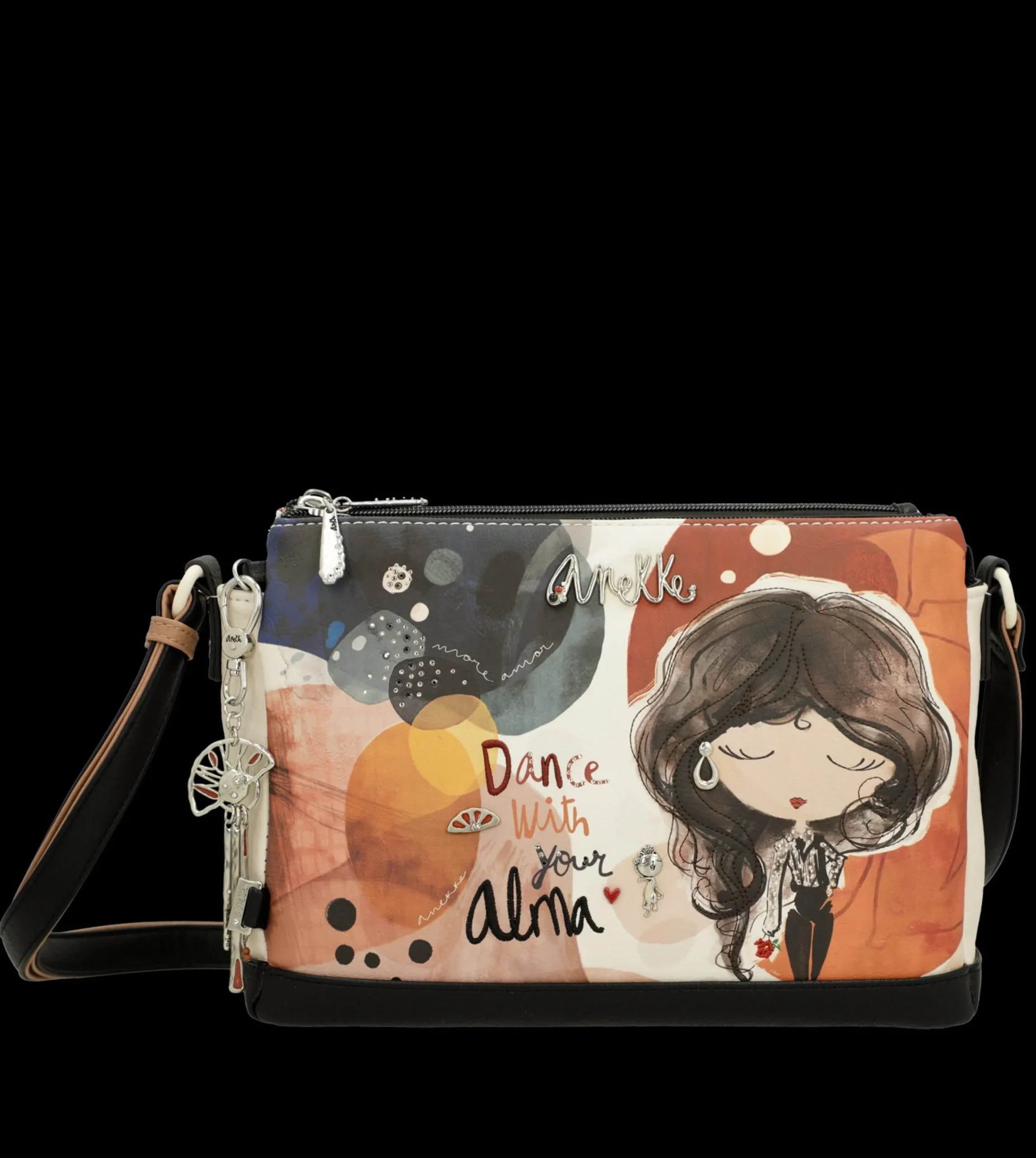 borsa_a_tracolla_anekke_c_0-4.webp Outlet Borsa a tracolla compatta con stampa artistica e dettagli raffinati Donna Borse A Tracolla