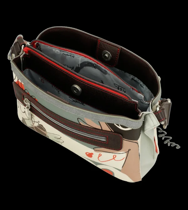 Outlet Borsa a tracolla compatta con design artistico Donna Borse A Spalla