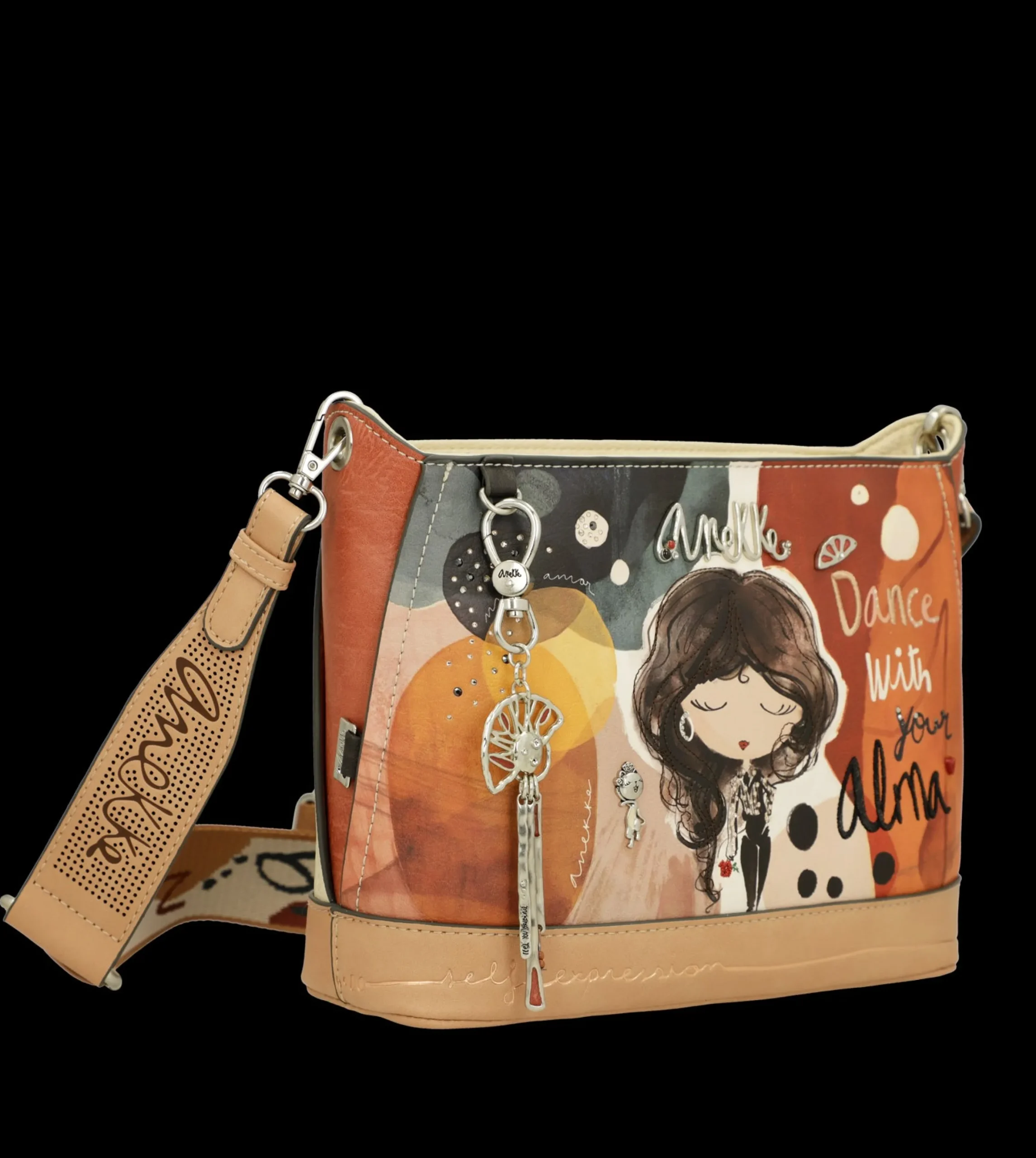 borsa_a_tracolla_anekke_c_2-3.webp Clearance Borsa a tracolla compatta con stampa artistica e dettagli raffinati Donna Borse A Tracolla
