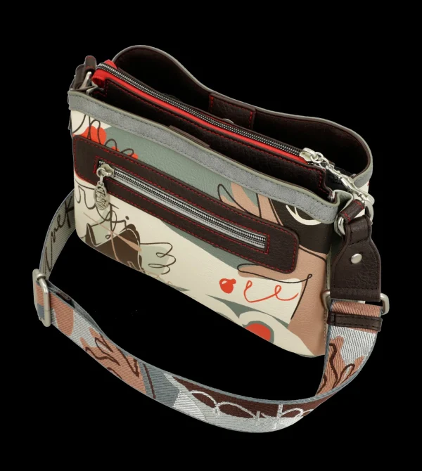 Outlet Borsa a tracolla compatta con design artistico Donna Borse A Spalla