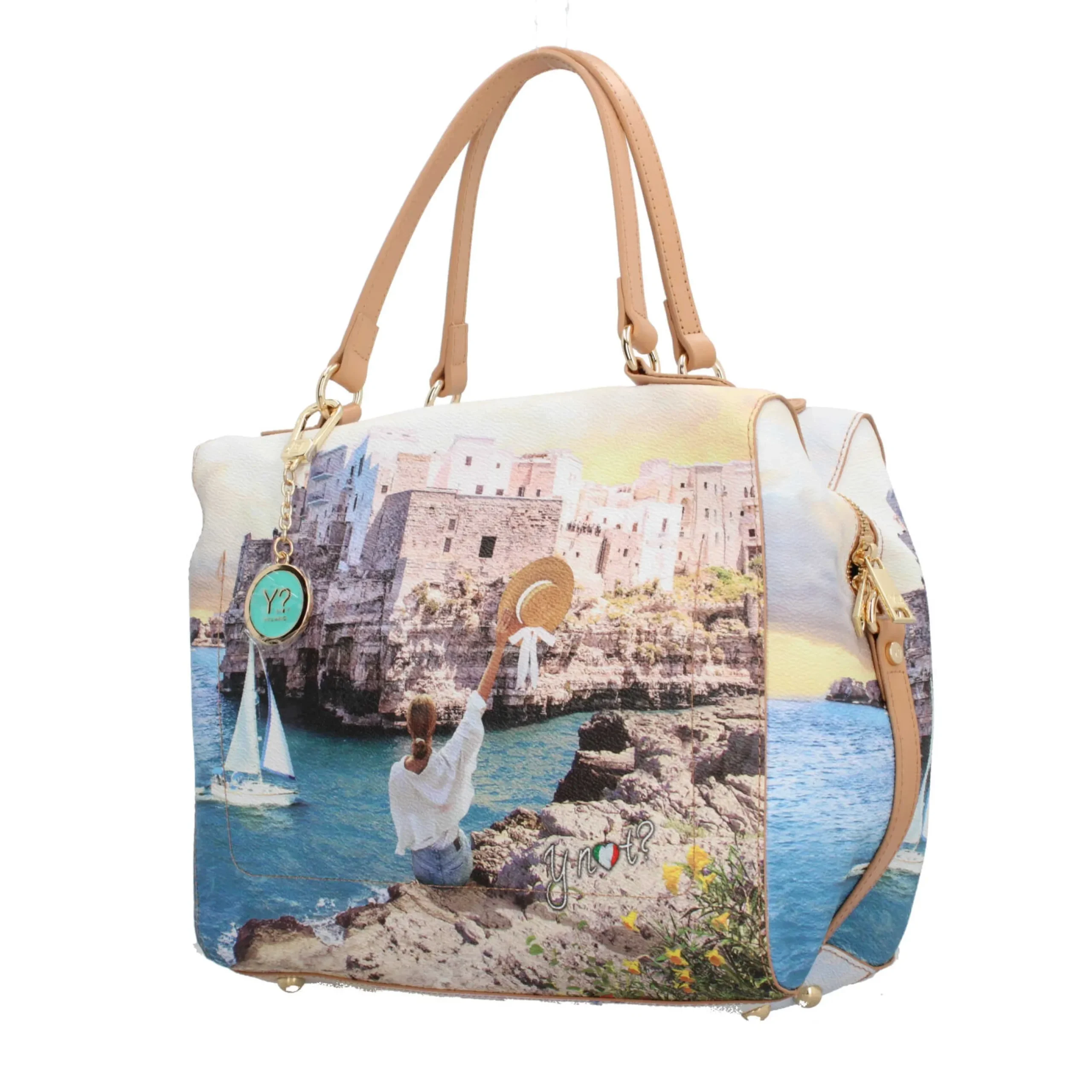 borsa_bauletto_ynot_con_s_5.webp Discount Borsa bauletto YNot con stampa artistica e tracolla regolabile Donna Borse A Mano