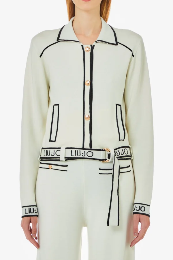 Fashion Cardigan in misto seta con dettagli a contrasto di Donna Giacche