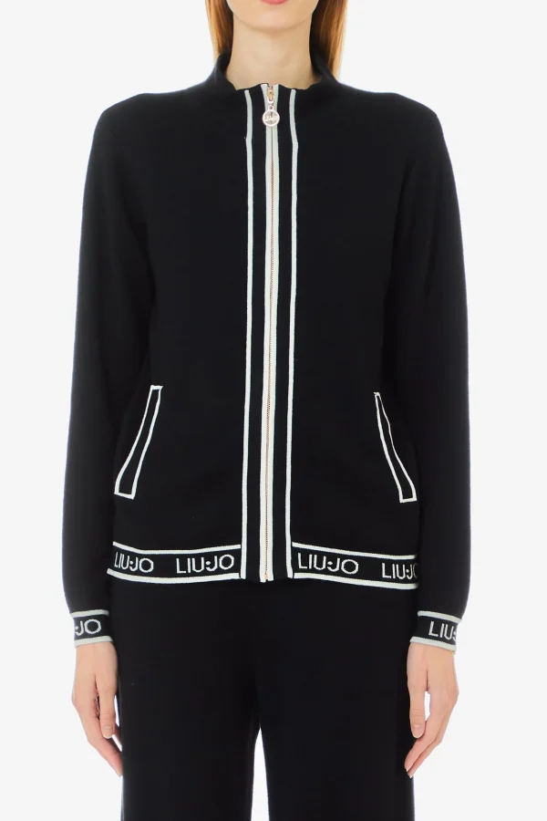 Discount Cardigan in misto seta con zip e dettagli a contrasto di Donna Giacche