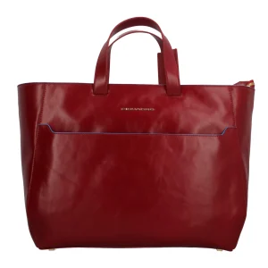 Outlet Cartella Blue Square in Pelle con Doppio Manico Donna Borse Shopping
