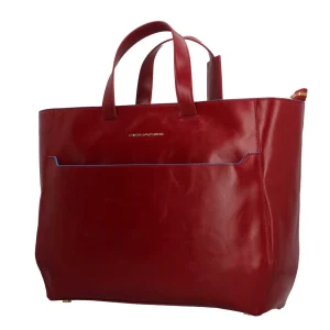 Outlet Cartella Blue Square in Pelle con Doppio Manico Donna Borse Shopping
