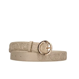 Sale Cintura in Materiale Sintetico con Effetto Testurizzato e Fibbia Circolare Decorativa Donna Cinture