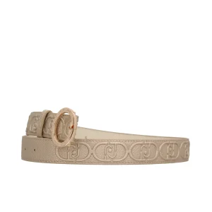 Sale Cintura in Materiale Sintetico con Effetto Testurizzato e Fibbia Circolare Decorativa Donna Cinture