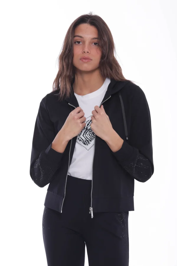 New Felpa con zip e strass Mimi Mua Donna Felpe