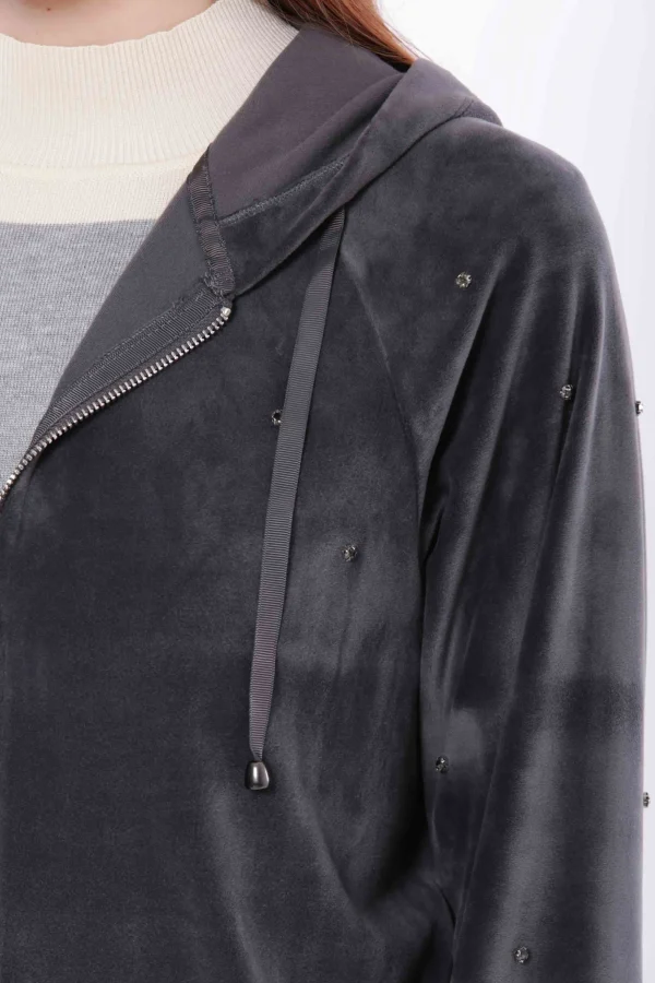 Clearance Felpa in velluto con zip e strass Mimi Mua Donna Giacche