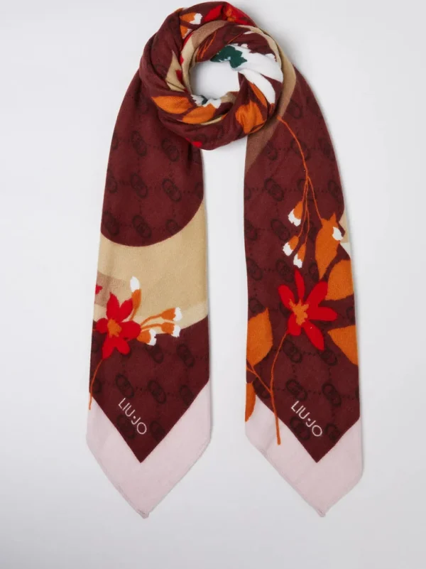 Clearance Foulard in Viscosa con Stampa Fantasia Donna Foulard E Sciarpe