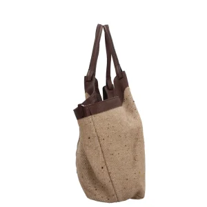 Hot Dua - Borsa Iconica in Tessuto di Lana con Manici in Pelle Donna Borse A Spalla