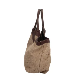 Hot Dua - Borsa Iconica in Tessuto di Lana con Manici in Pelle Donna Borse A Spalla