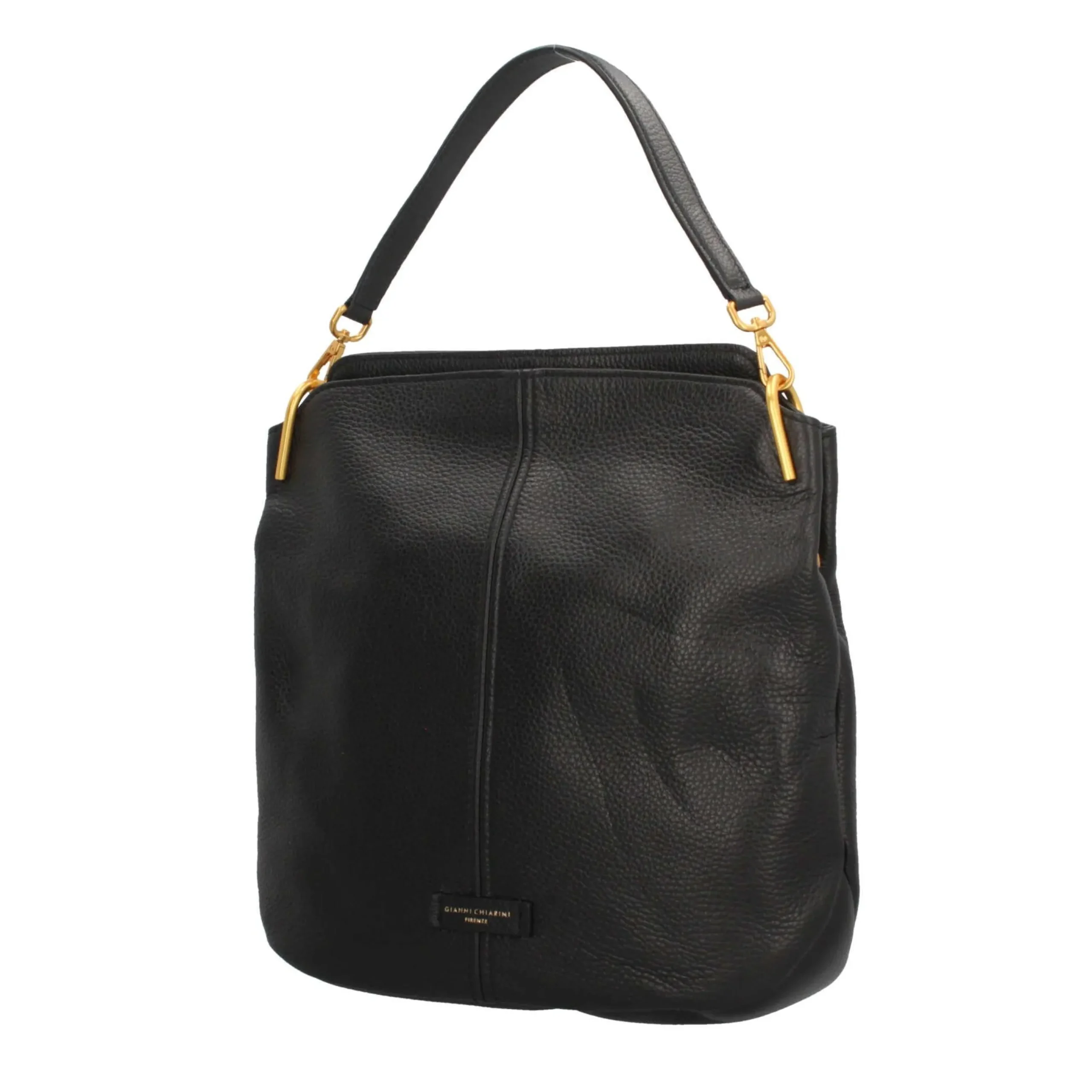 gianni_chiarini_leila_hob_6.webp New Leila Hobo Bag in Pelle Martellata con Dettagli Luminosi Donna Borse A Spalla