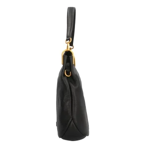 New Leila Hobo Bag in Pelle Martellata con Dettagli Luminosi Donna Borse A Spalla