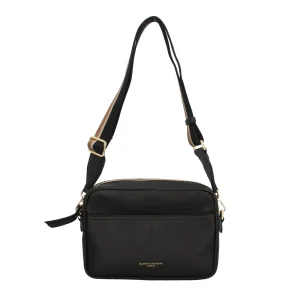 Outlet Sporty Chic - Borsa a Tracolla in Pelle Grana con Tracolla a Contrasto Donna Borse A Tracolla
