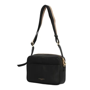 Outlet Sporty Chic - Borsa a Tracolla in Pelle Grana con Tracolla a Contrasto Donna Borse A Tracolla