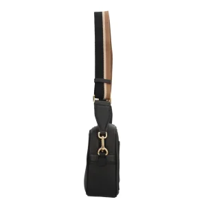 Outlet Sporty Chic - Borsa a Tracolla in Pelle Grana con Tracolla a Contrasto Donna Borse A Tracolla