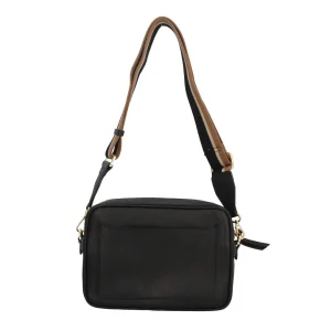 Outlet Sporty Chic - Borsa a Tracolla in Pelle Grana con Tracolla a Contrasto Donna Borse A Tracolla