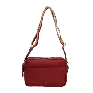 Outlet Sporty Chic - Borsa a Tracolla in Pelle Grana con Tracolla a Contrasto Donna Borse A Tracolla