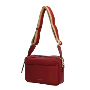 Outlet Sporty Chic - Borsa a Tracolla in Pelle Grana con Tracolla a Contrasto Donna Borse A Tracolla