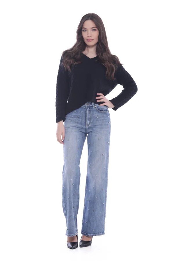 Fashion Jeans a gamba larga Mimi Mua con dettagli decorativi Donna Pantaloni