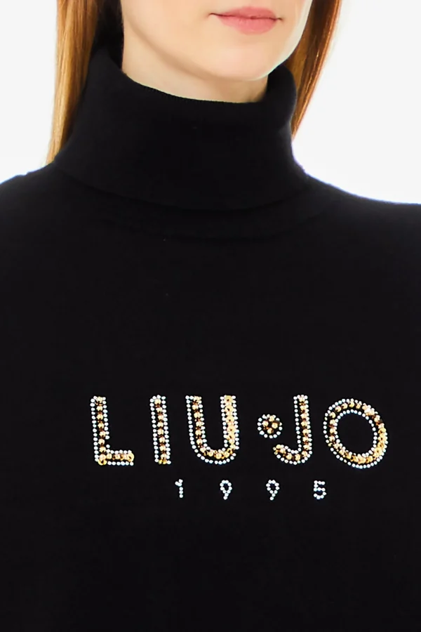 Clearance Maglia a collo alto con logo in strass di Donna Felpe