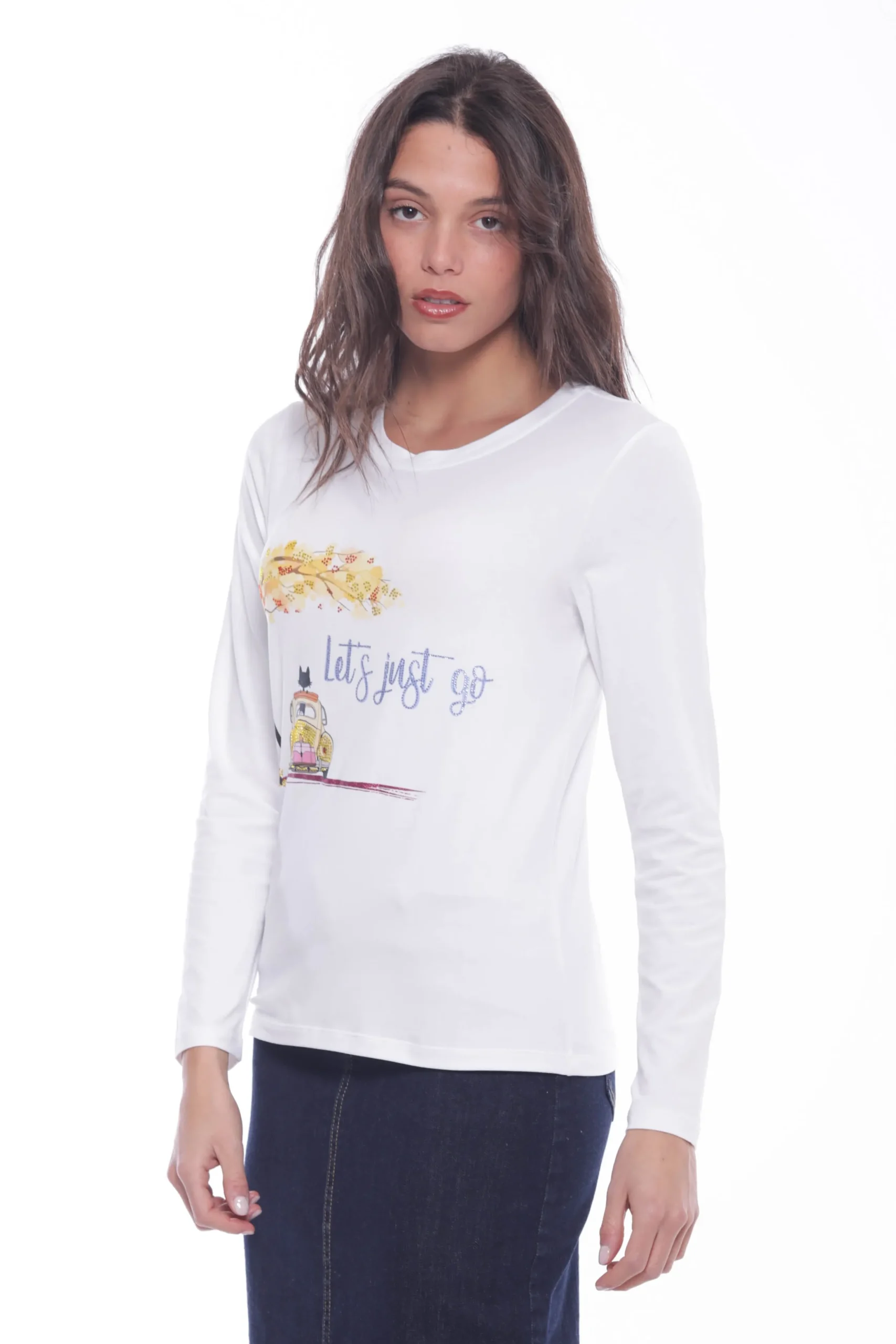 maglia_a_maniche_lunghe_m_0-1.webp Fashion Maglia a maniche lunghe Mimi Mua con stampa "Let's Just Go" Donna Maglie