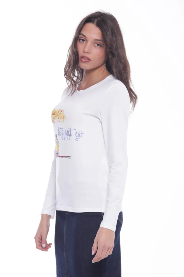 Fashion Maglia a maniche lunghe Mimi Mua con stampa "Let's Just Go" Donna Maglie