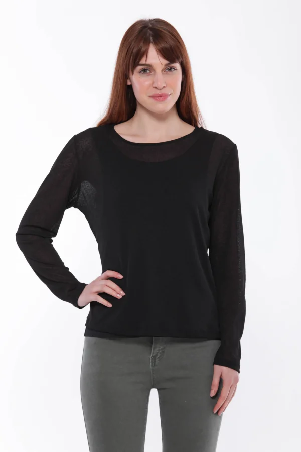 Clearance Maglia a maniche lunghe Mimi Mua con inserti trasparenti Donna Maglie