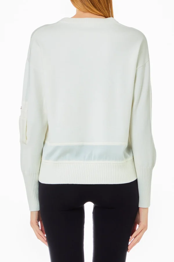 Fashion Maglia girocollo con dettagli a contrasto e tasca con zip di Donna Felpe