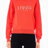 New Maglia girocollo con logo decorato di strass di Donna Felpe
