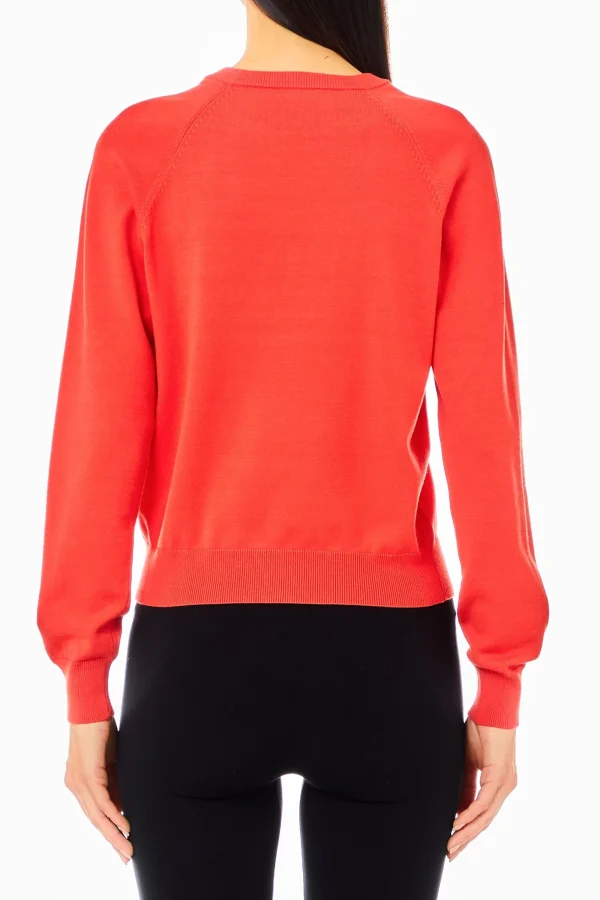 New Maglia girocollo con logo decorato di strass di Donna Felpe