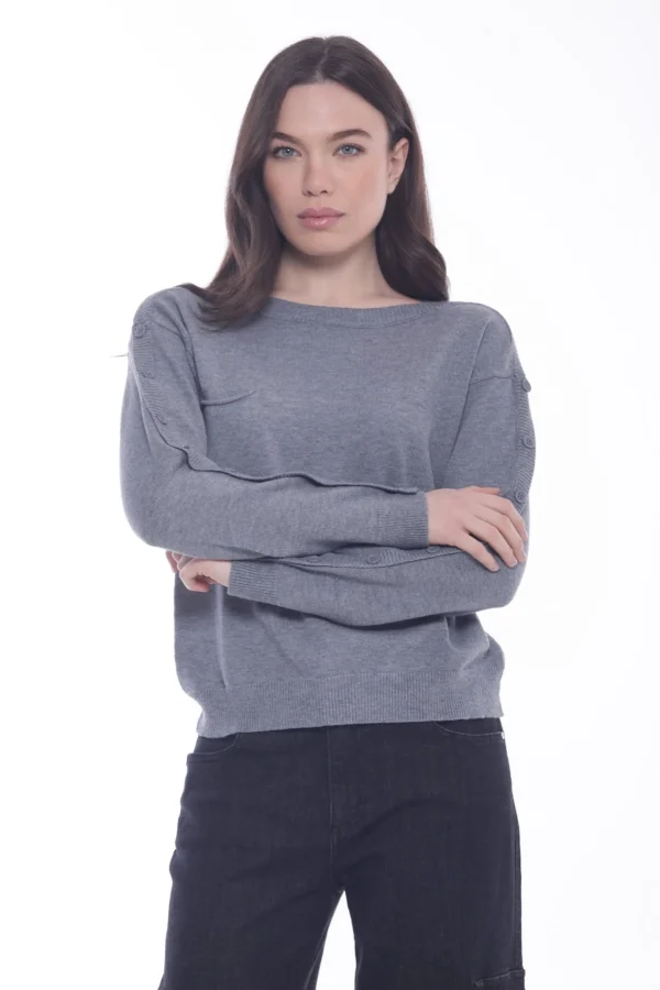 Hot Maglia Mimi Mua con bottoni decorativi sulle maniche Donna Felpe