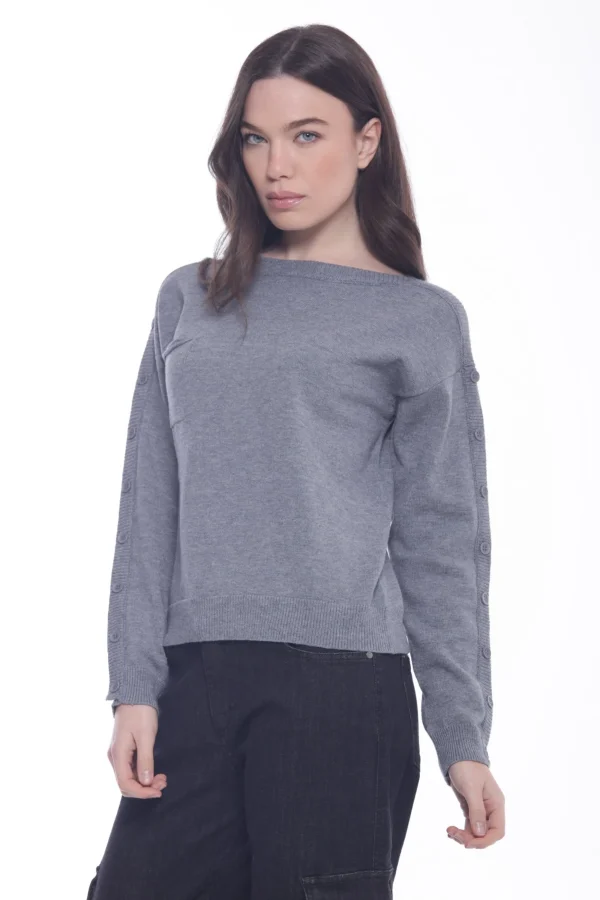Hot Maglia Mimi Mua con bottoni decorativi sulle maniche Donna Felpe