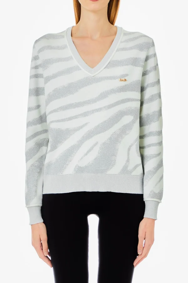 Best Maglione con scollo a V e stampa animalier di Donna Felpe