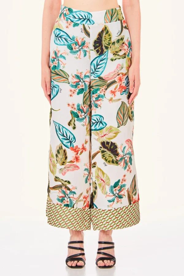 Best Pantalone Con Fantasia Tropicale Donna Pantaloni