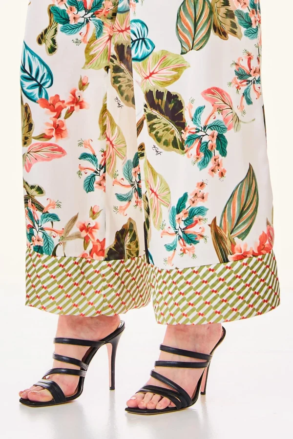 Best Pantalone Con Fantasia Tropicale Donna Pantaloni