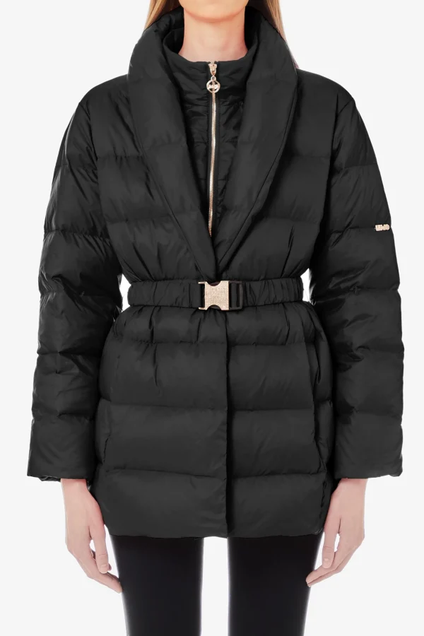 Discount Piumino lungo trapuntato con cintura e collo ampio di Donna Giacche