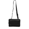 Fashion Pochette 3 scomparti in pelle e tessuto Donna Pochette